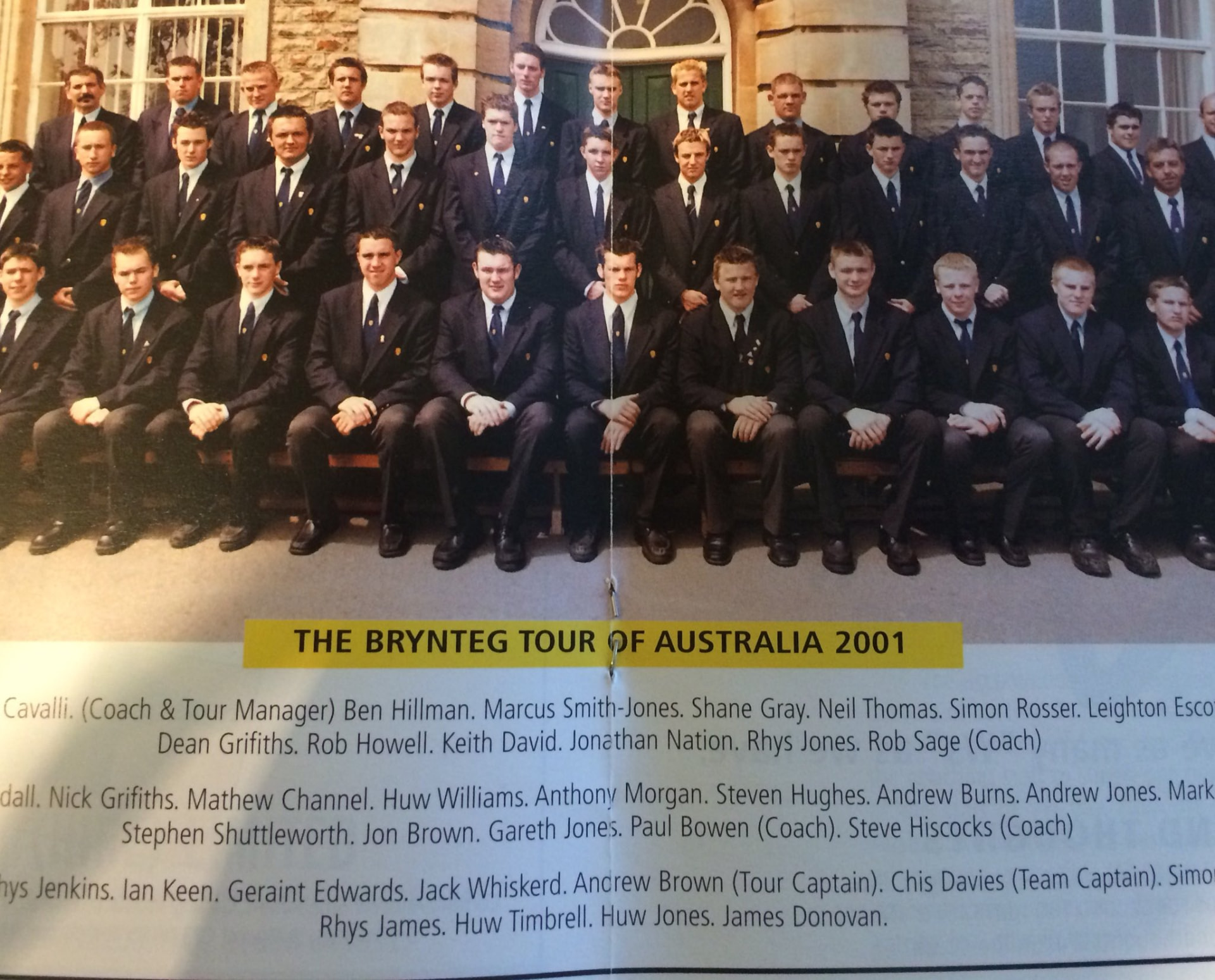 The Brynteg Tour of Australia 2001 — official tour party