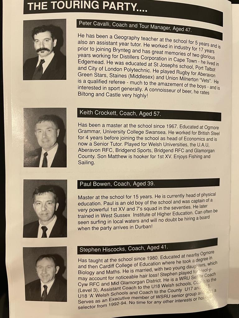 The touring party — Peter Cavalli, Keith Crockett, Paul Bowen and Stephen Hiscocks