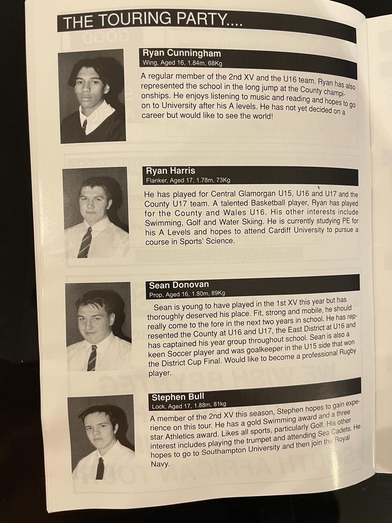 The touring party — Ryan Cunningham, Ryan Harris, Sean Donovan and Stephen Bull